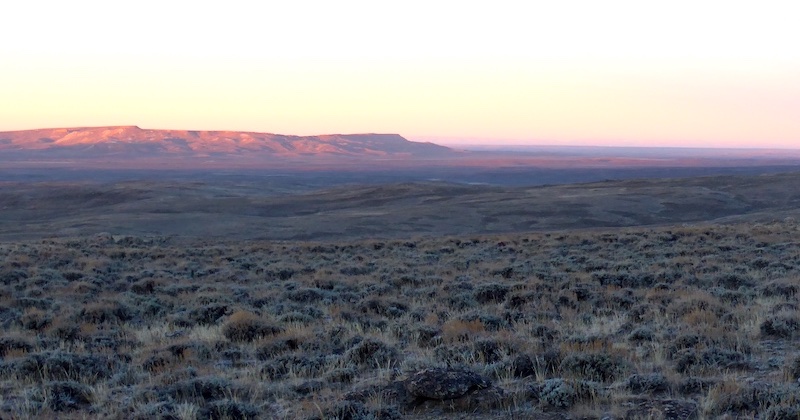 Buttes in southwest Wyoming at sunset.