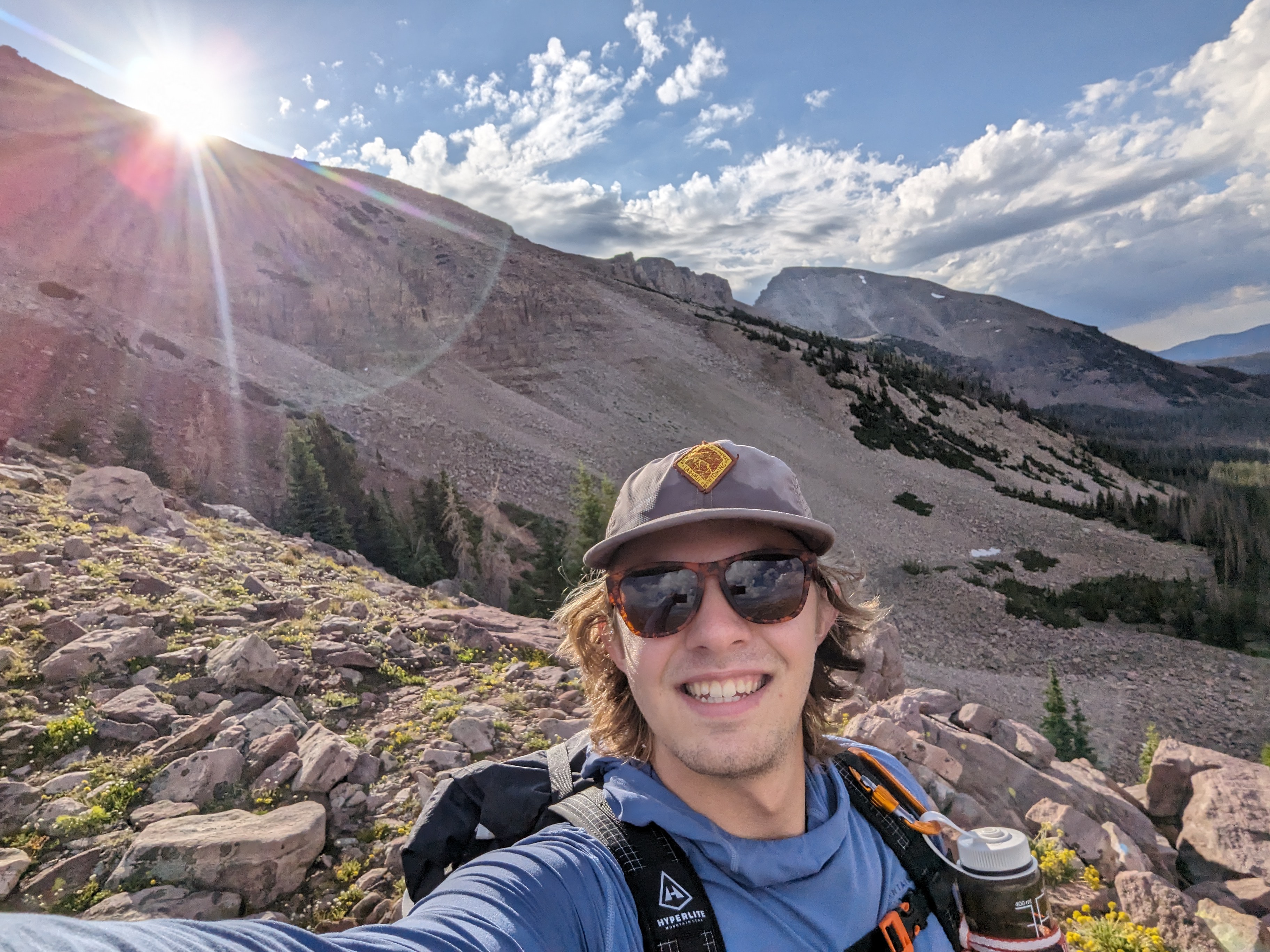 Riley Ovard on his way up Hayden Peak in the Uinta Mountains, right before crossing a talus field