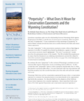 Report thumbnail of Perpetuity - What Does It Mean for Conservation Easements and the Wyoming Constitution?