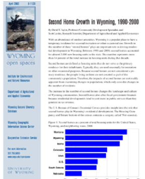 Report thumbnail of Second Home Growth in Wyoming, 1990-2000