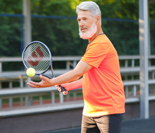 older man planning tennis