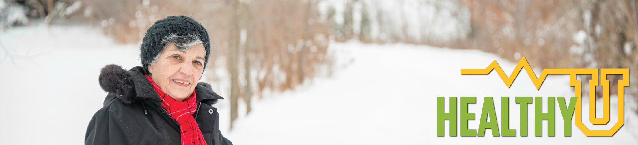 Older adult outside during winter