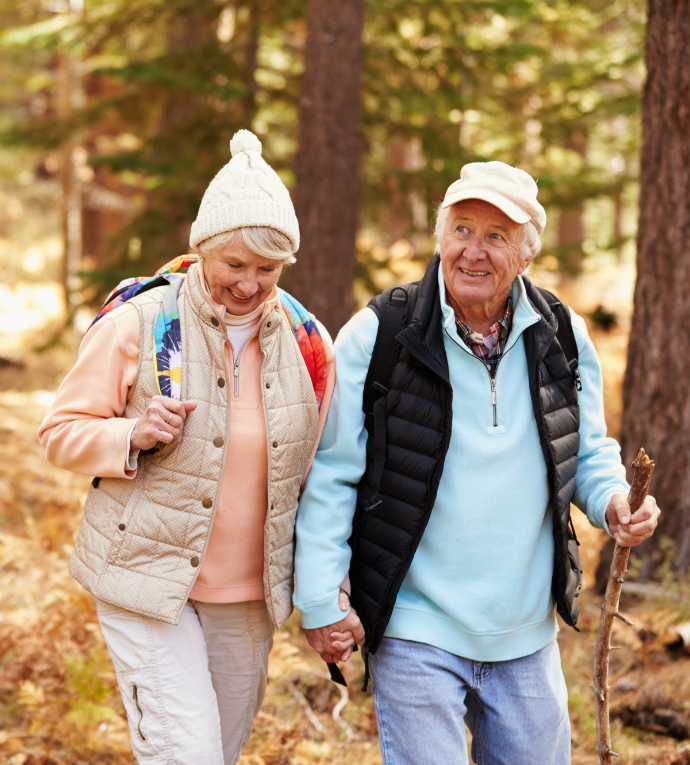 Older couple hiking