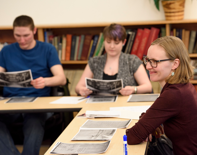 History teacher and students in a seminar class at UW