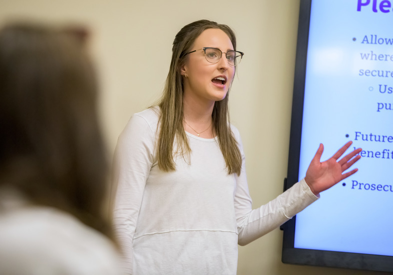 Photo of student presenting