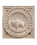 masonry seal of bison and mountains