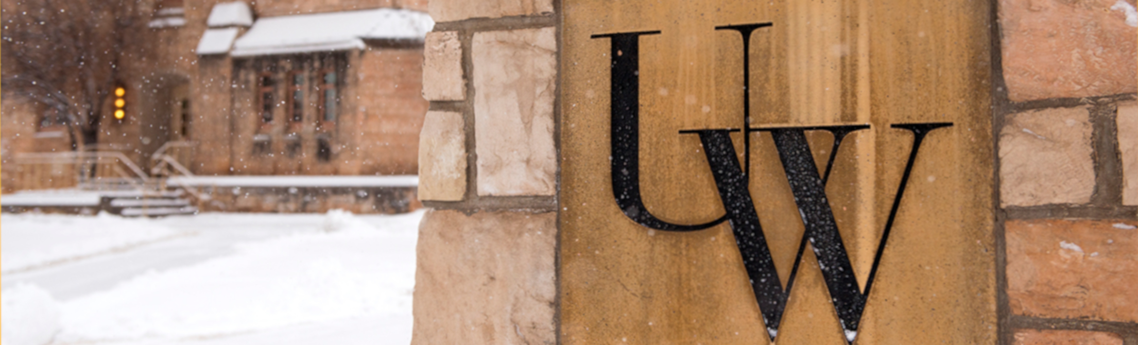 exterior winter view of University of Wyoming campus buildings