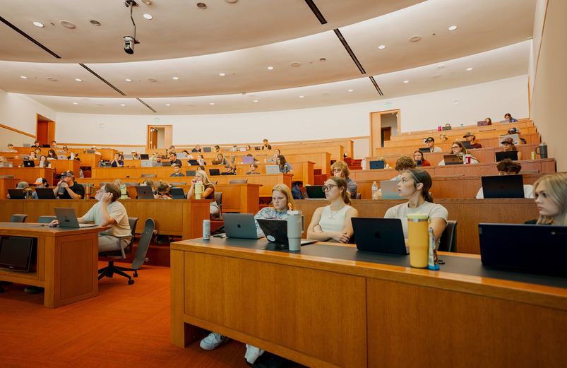 Students listening intently during class