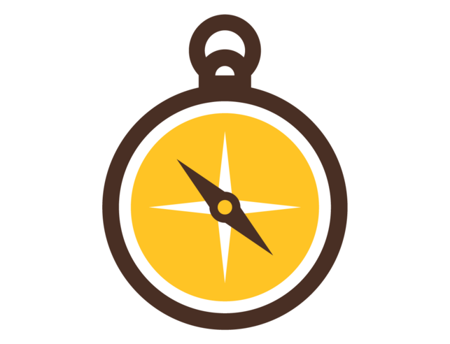 An icon of a yellow compass with brown details.