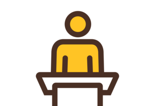 Icon of a person in front of a podium.