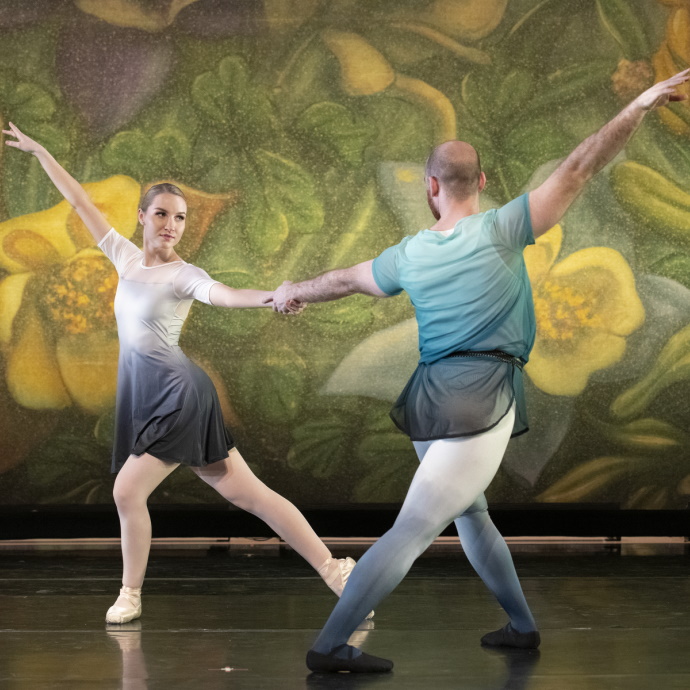 Two dancers posing together