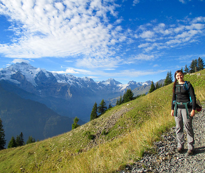 woman on a mountain trail