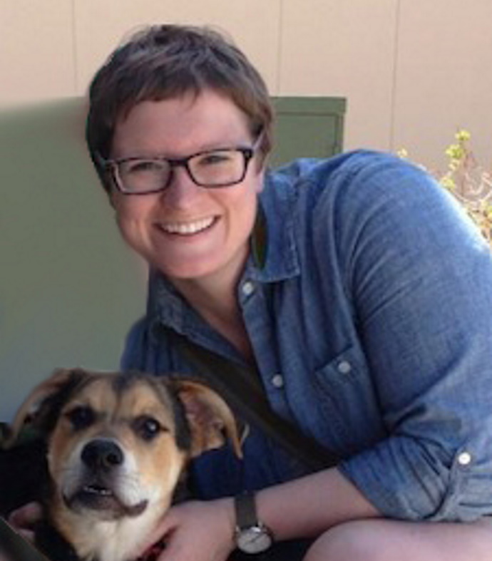 Maggie Bourque holding her dog