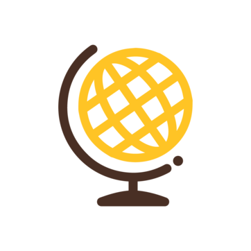 A yellow and brown icon of a globe.