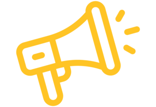 A yellow icon of a megaphone.