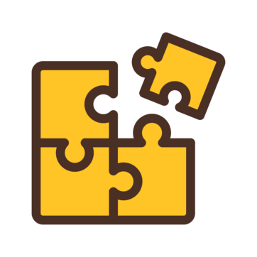 A yellow and brown icon of a puzzle with one piece unplaced.