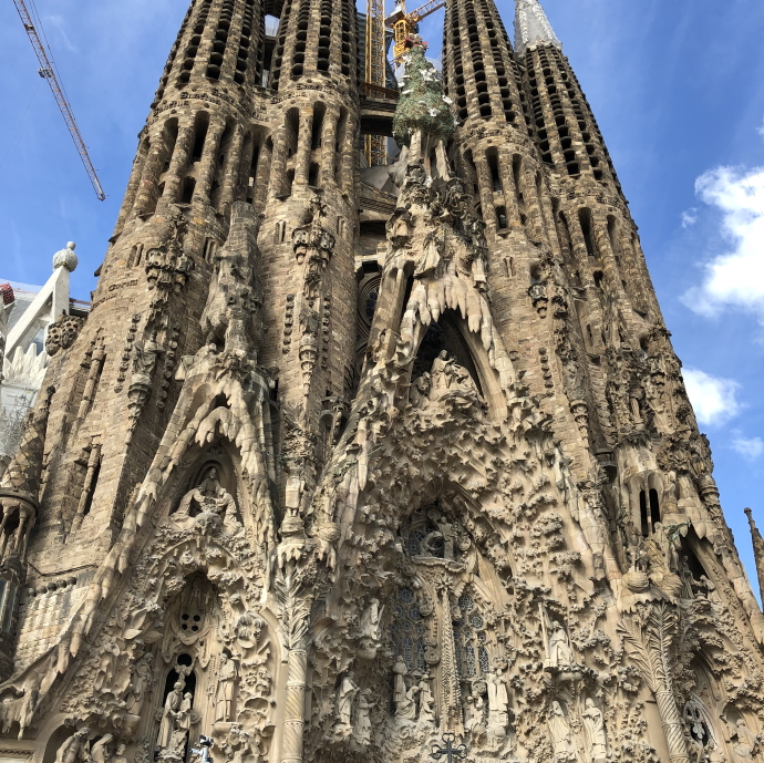 Exterior of the Sagrada familia in Barcelona, Spain