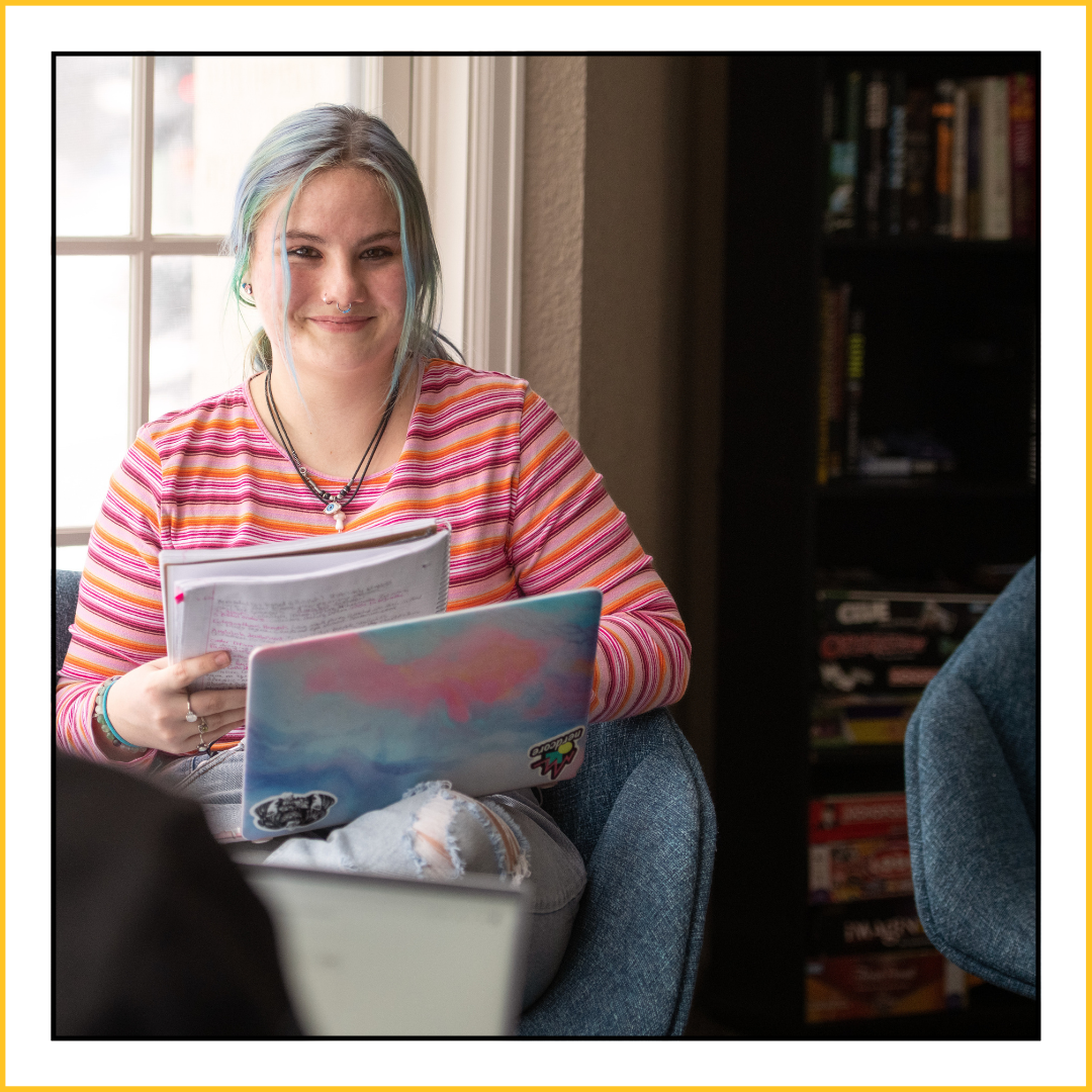 student studying in tobin house