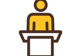 Person on podium