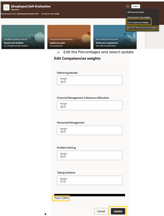 Edit competency weight