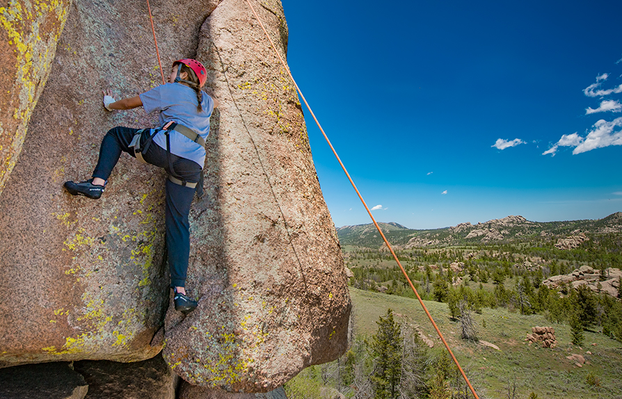Rock climber at Vedauwoo