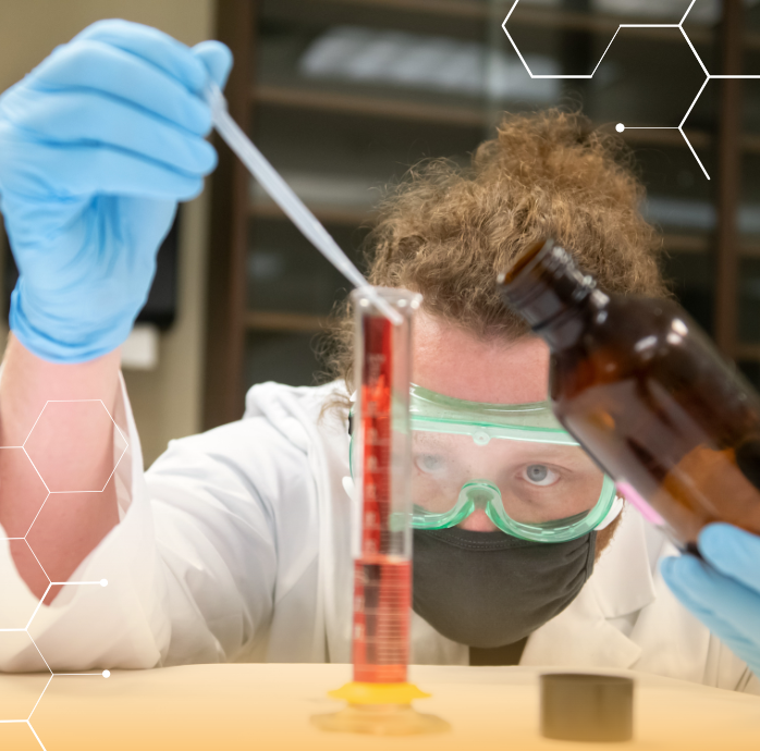 a student using a dropper in a lab.