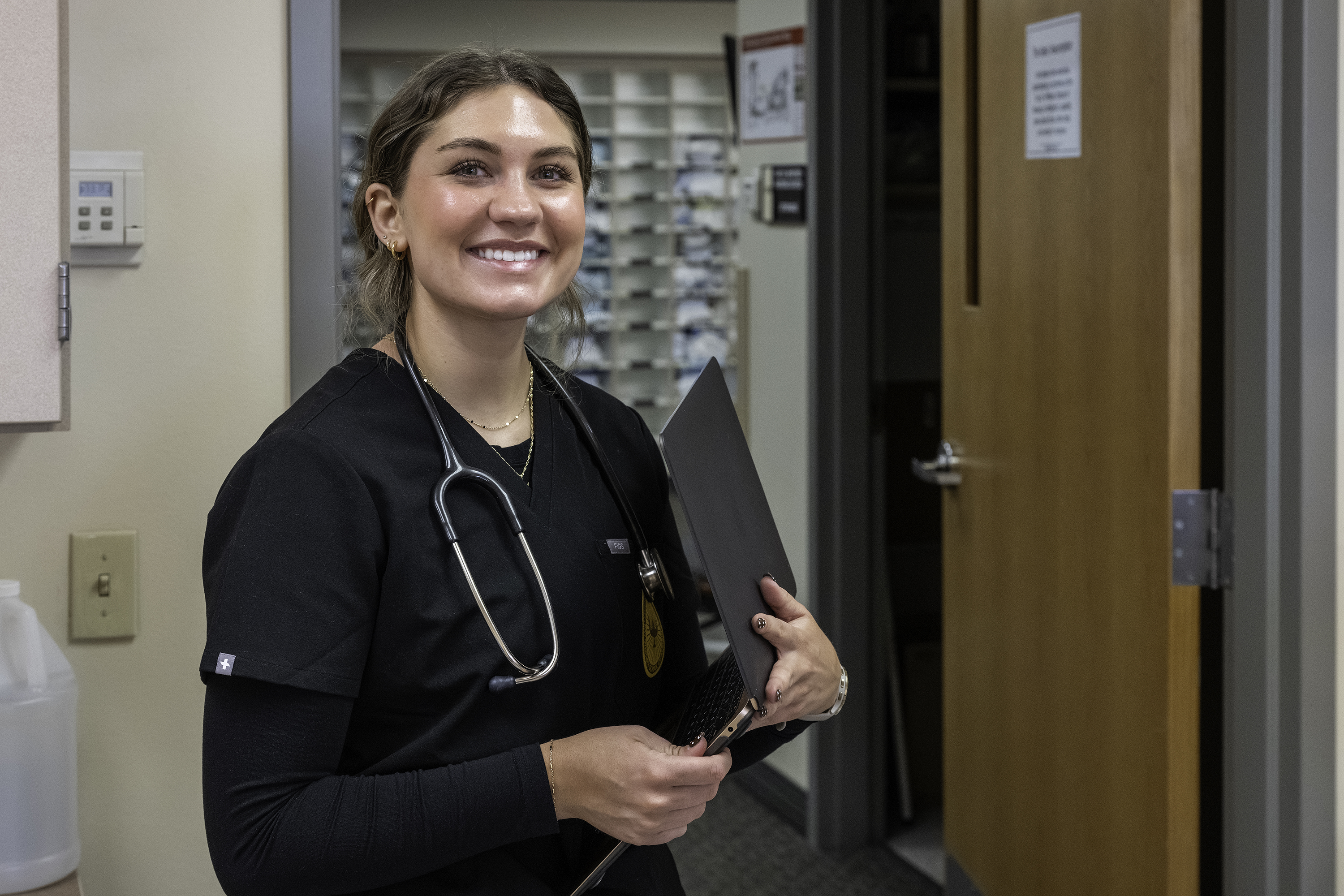 student with clipboard