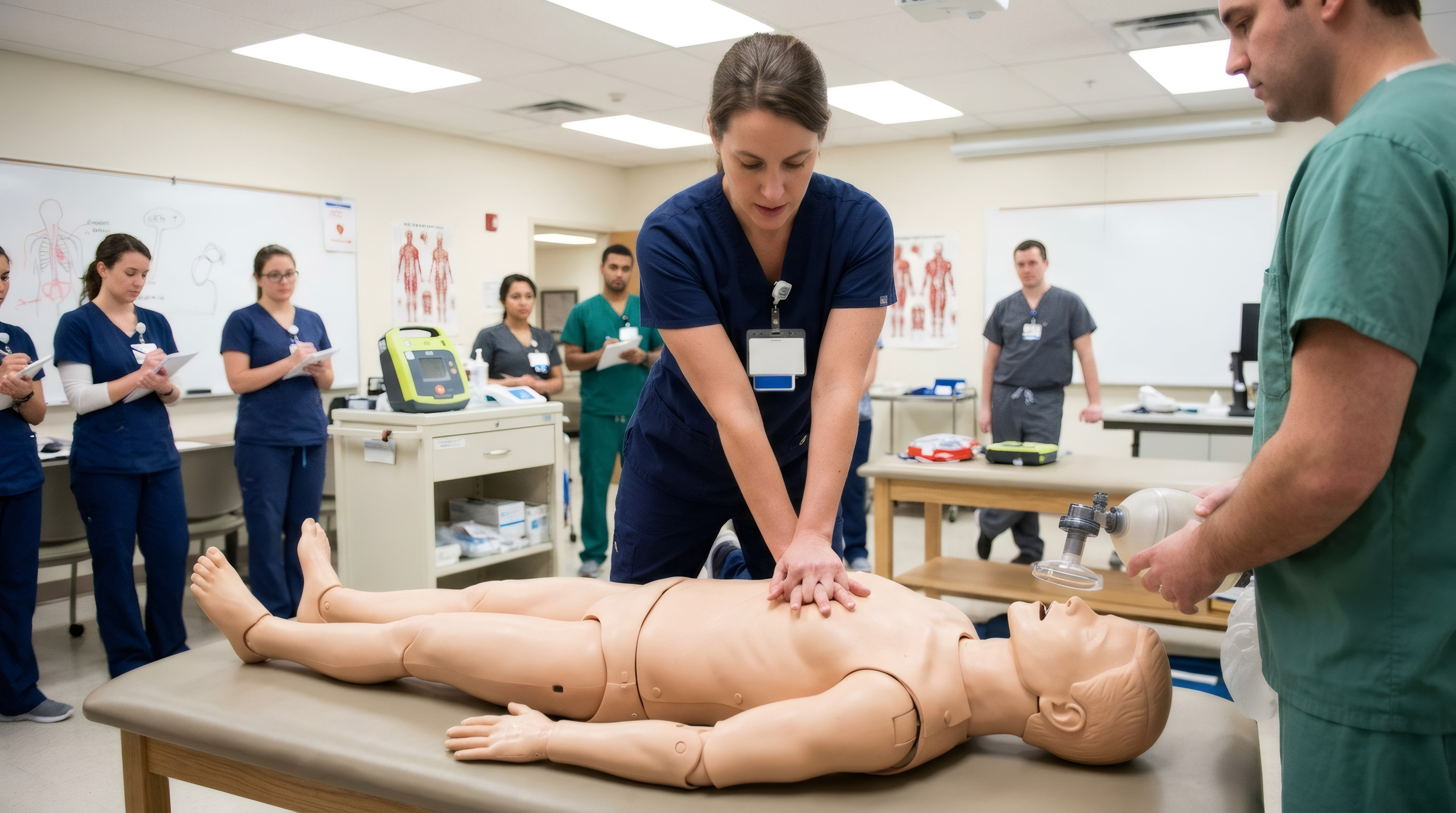 Clinicians doing a CPR training