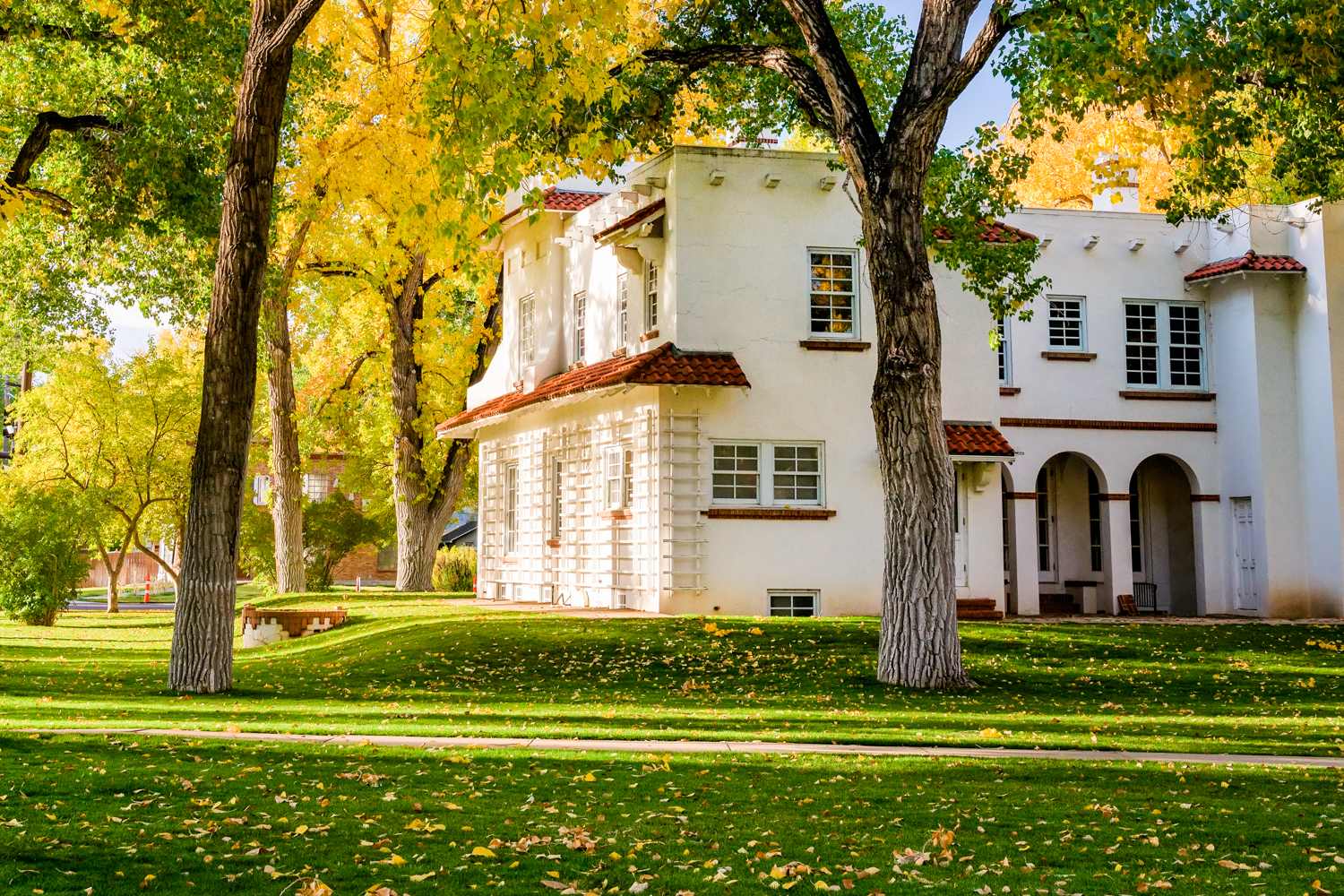 The Cooper House surrounded by fall foliage