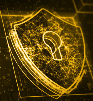 golden keyhole representing cybersecurity