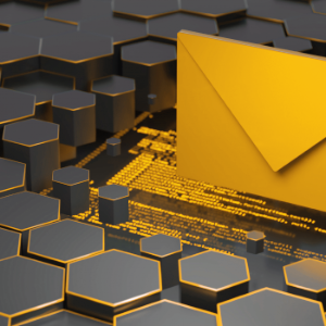 image of a golden mail envelope on top of a computer screen