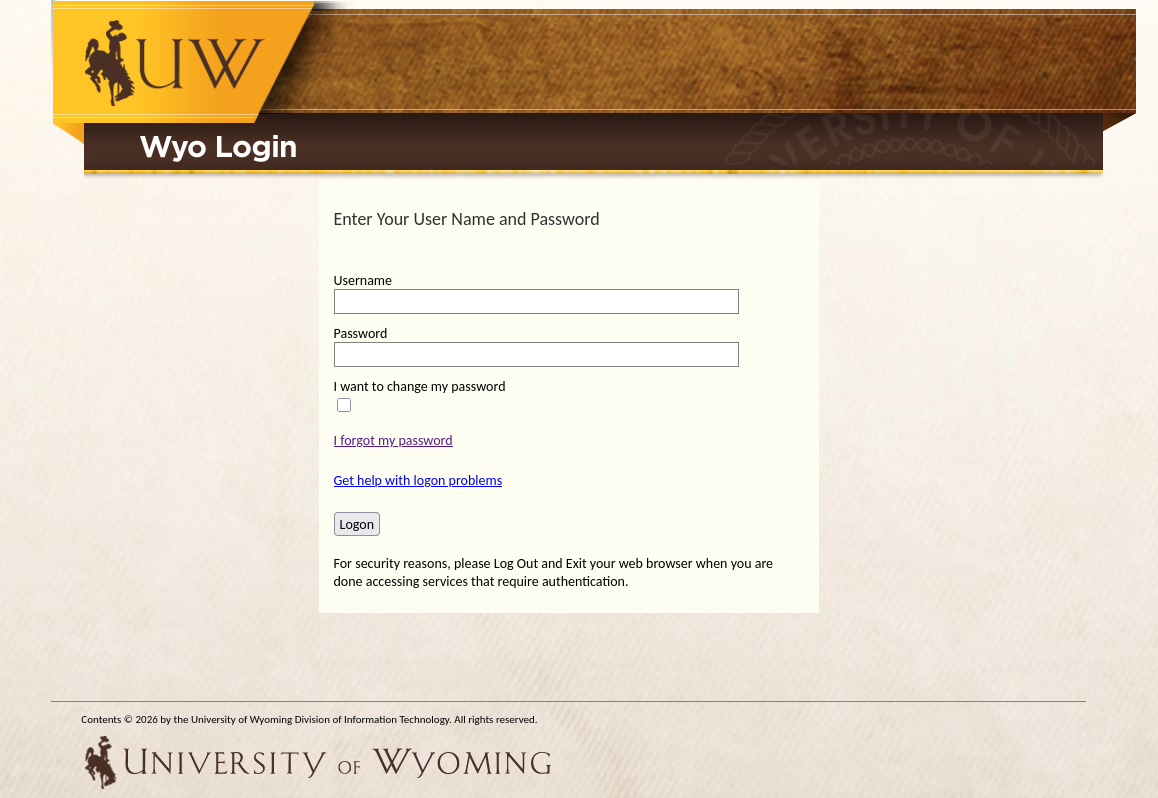current retiring screenshot of Wyologin view