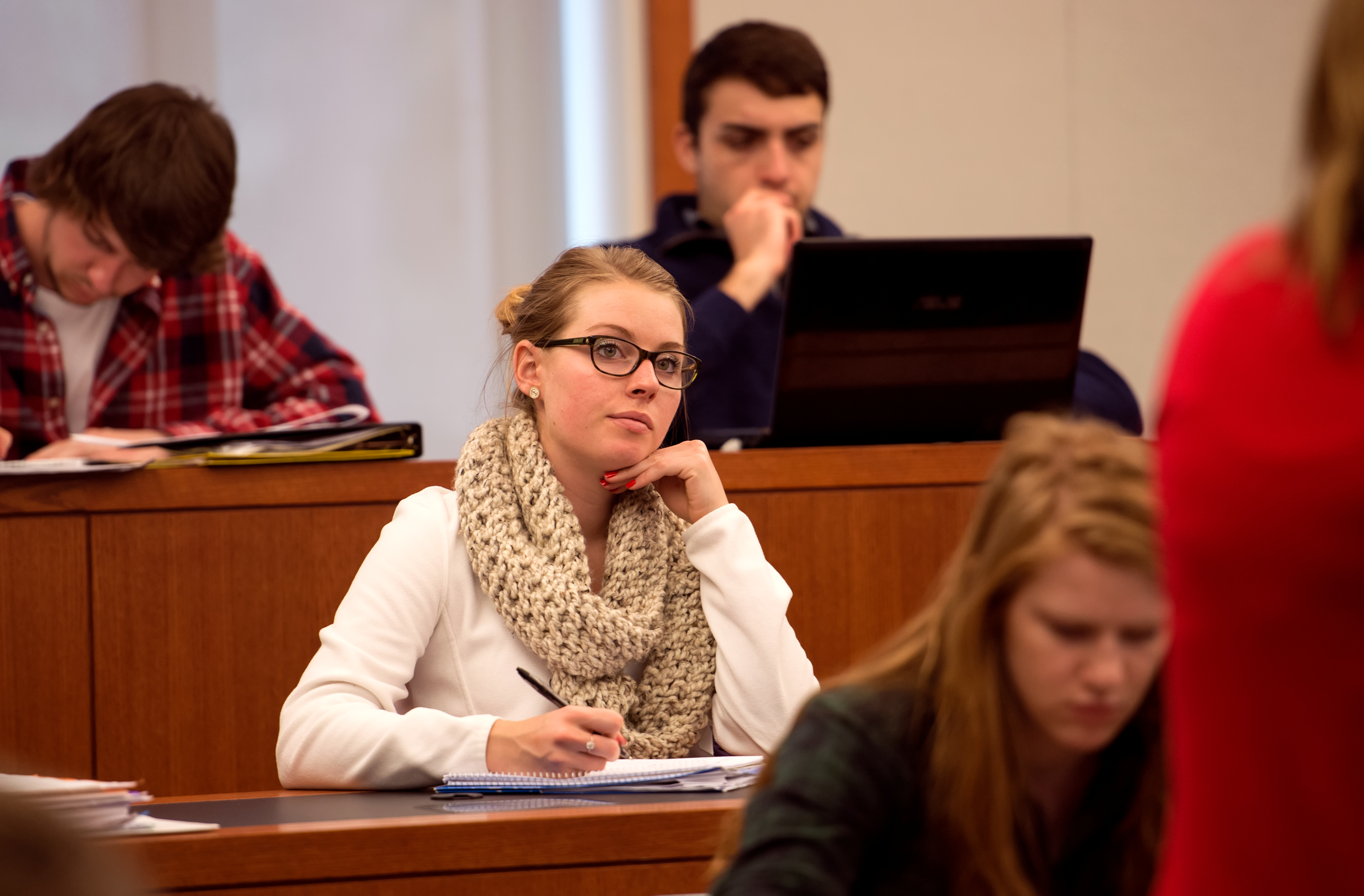 student sits in class