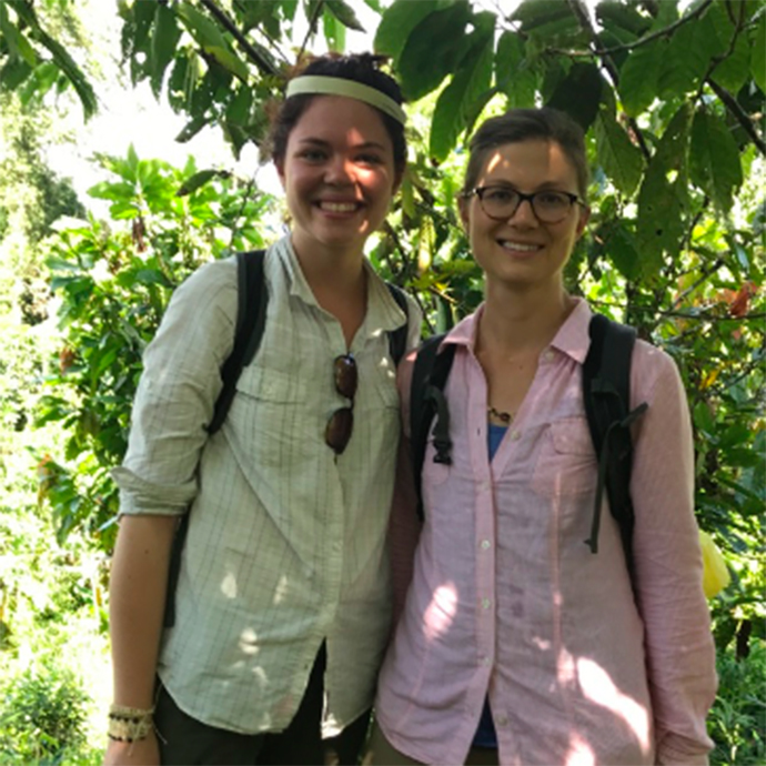 INST professor zoe pearson with student in jungle SPPAIS school of politics public affairs and international studies