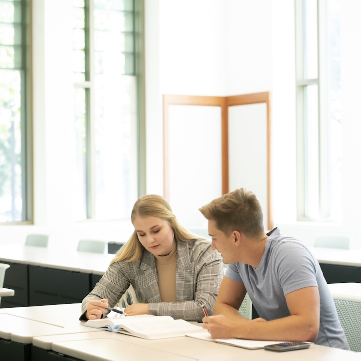 two students studying