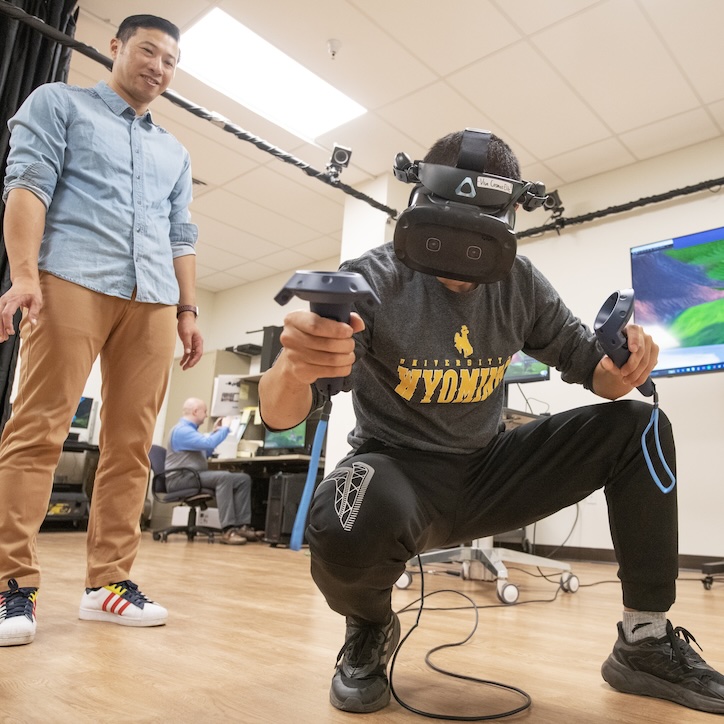 Student using VR with professor
