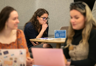 UW students work together at the University of Wyoming Writing Center.