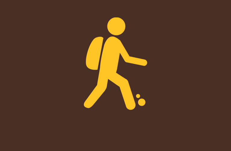 A graphic showing a student walking.