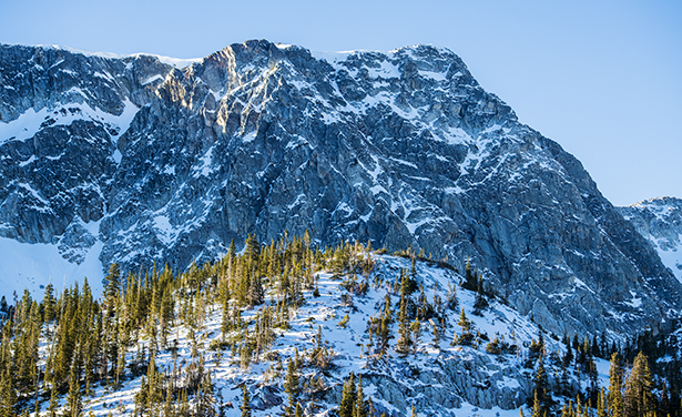 A large snow covered mountain.