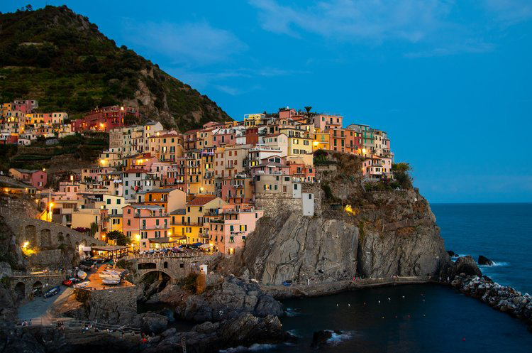 House on a lighted hillside.