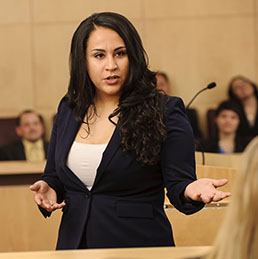 Woman in court room