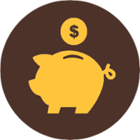 clipart brown and gold piggy bank