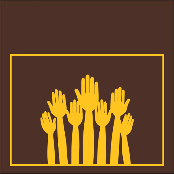 icon showing volunteer hands raised in the air