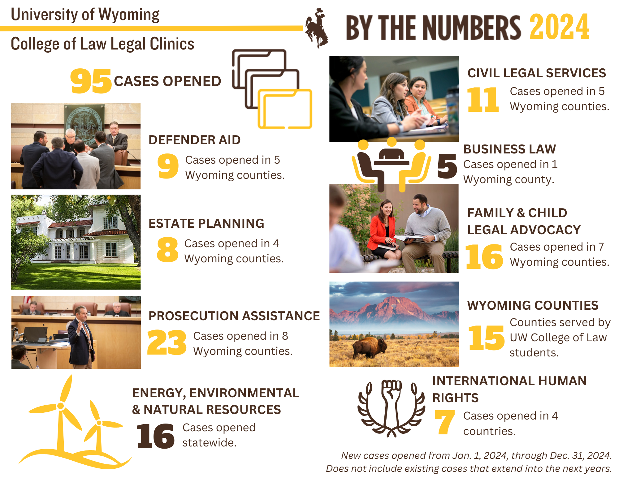stats regarding the number of cases UW students had in the clinics in 2024