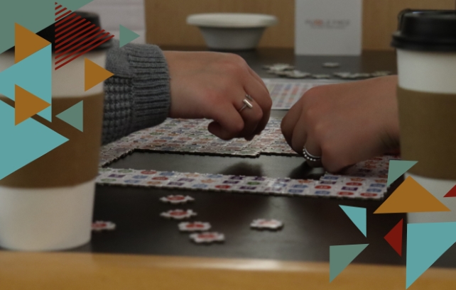 Two people playing a game.