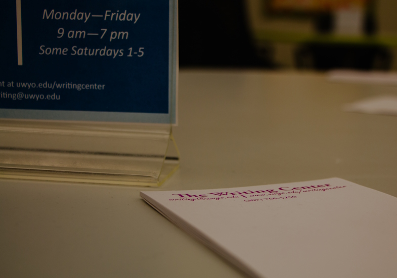 close up of a notepad that says 'The Writing Center'