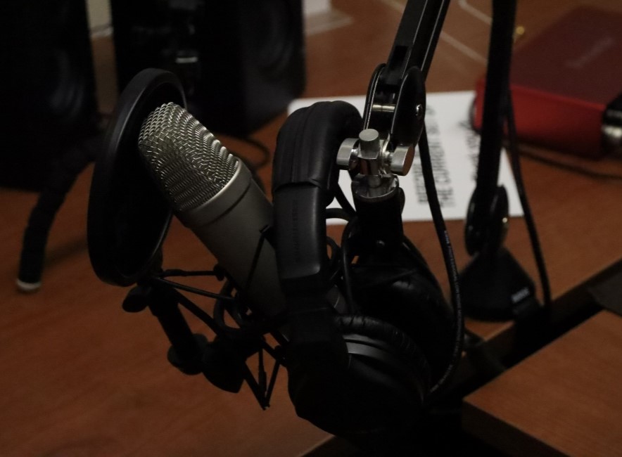 Studio Coe podcasting recording space.