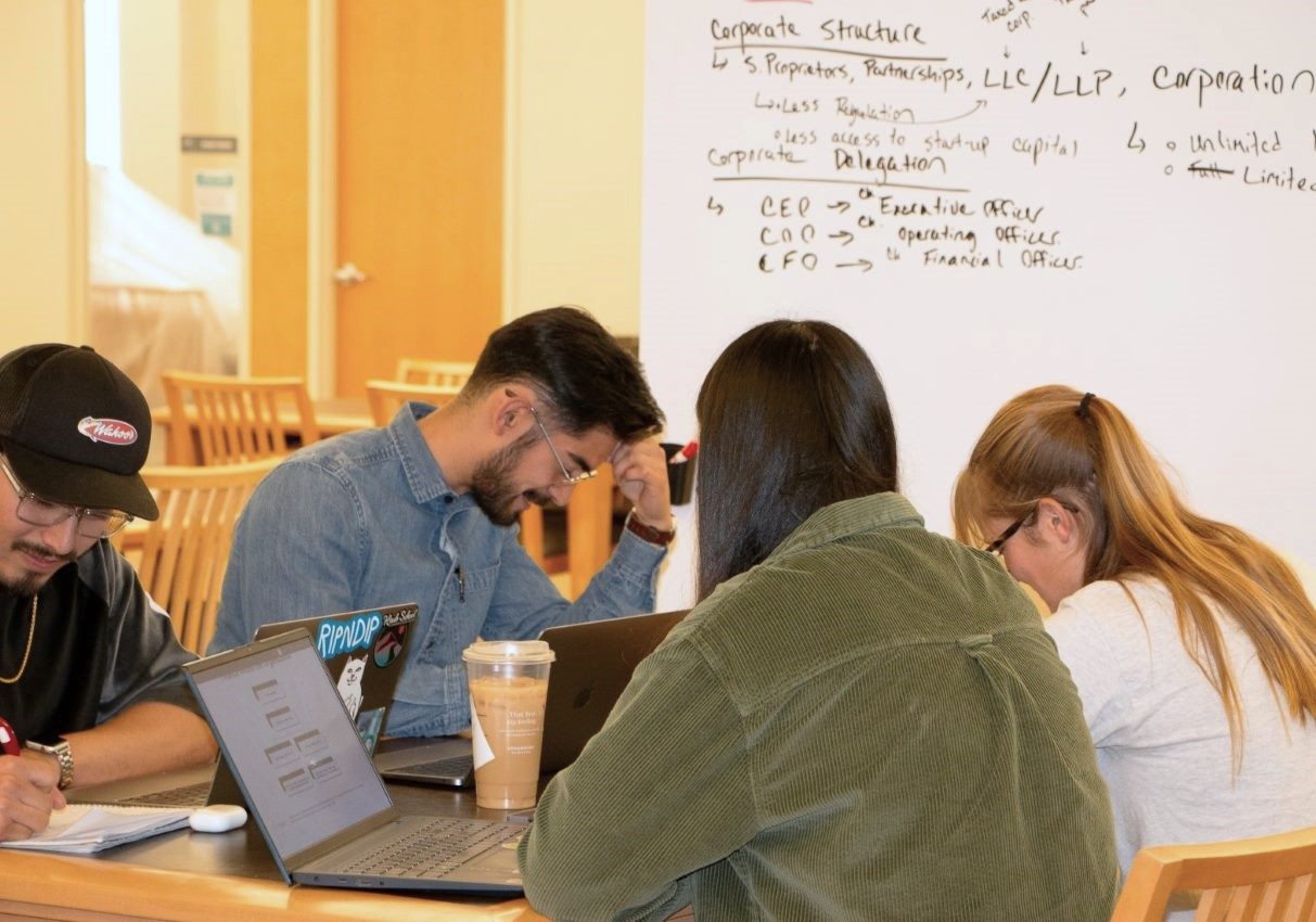 A group of students studying together.