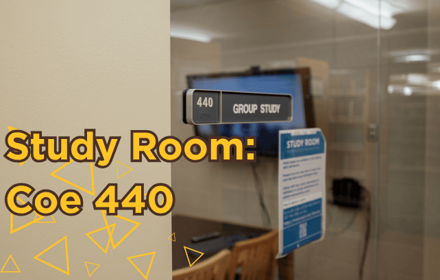 Details of study room 440, located on Level 4 of Coe Library.