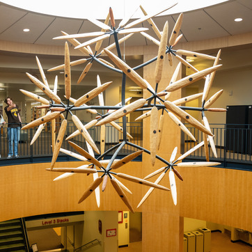 Indoor Coe library art installation.
